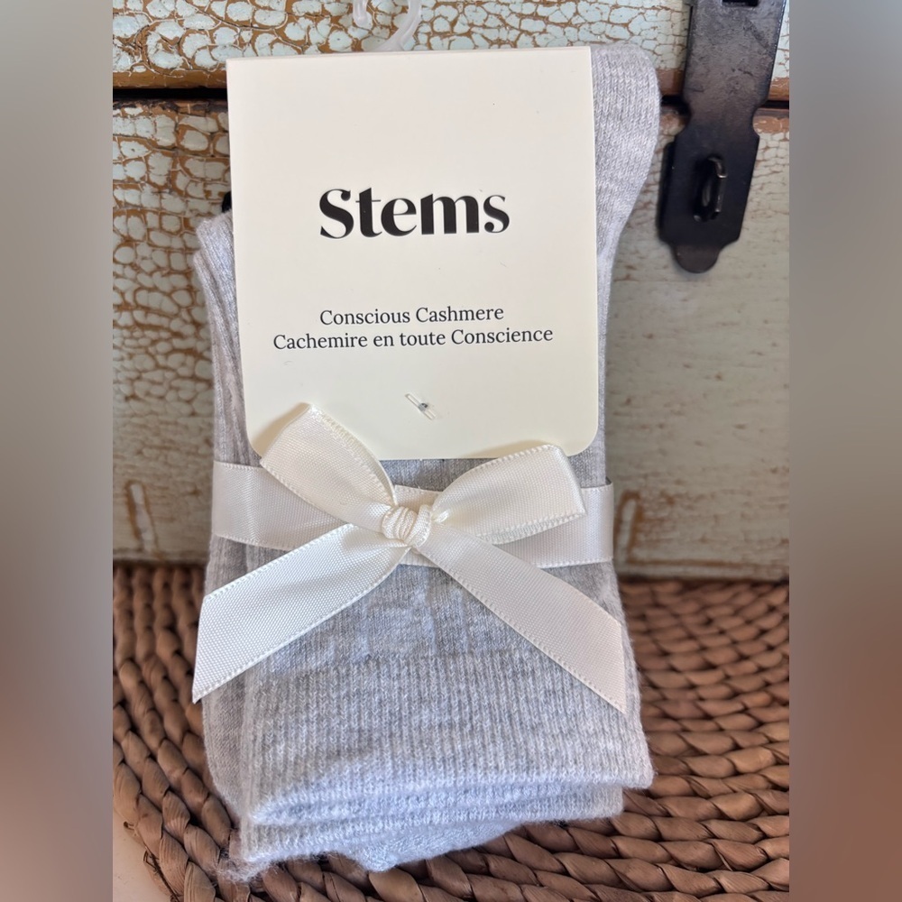Stems Gray & Black Cashmere Socks- 2 pair
